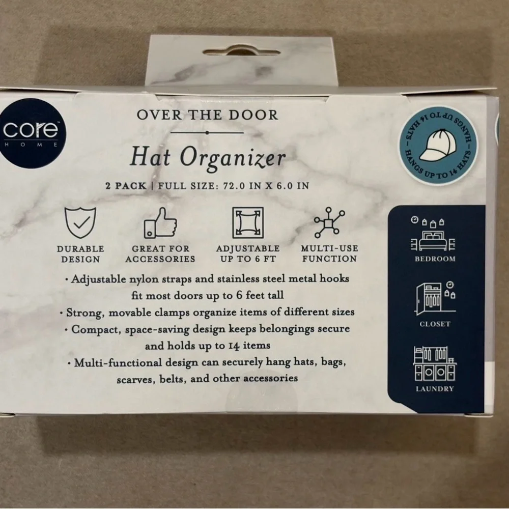Core Home Over the Door Hat Organizer - 14 Hats